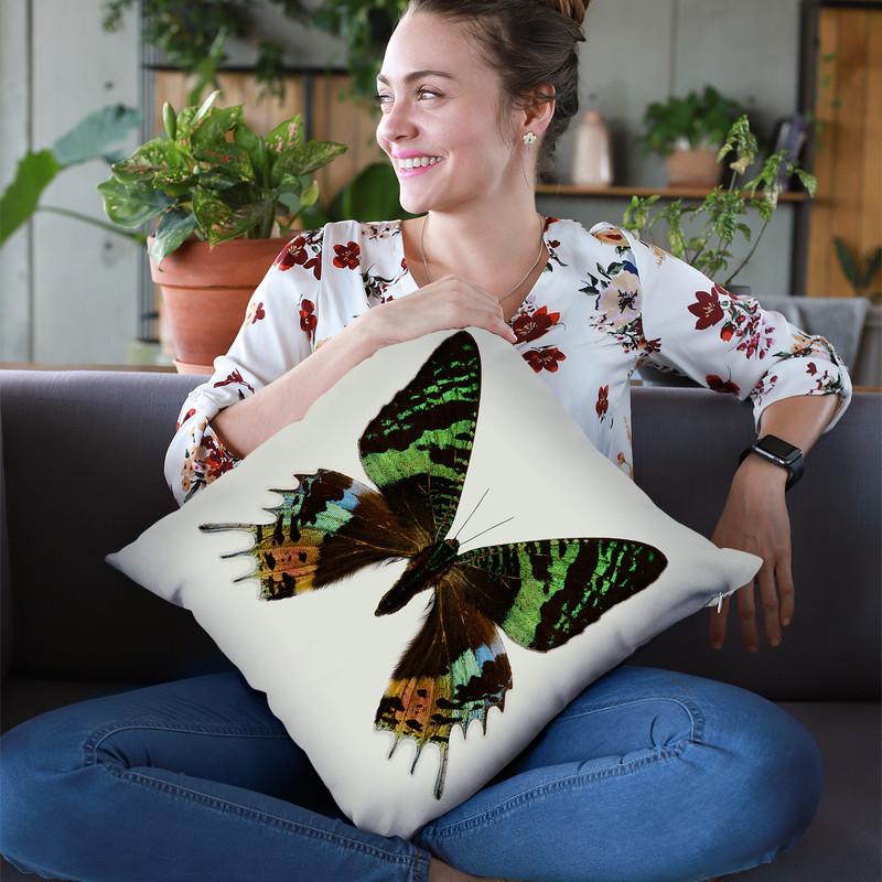 Chrysiridia Rhipheus Throw Pillow By Image Conscious - by all about vibe