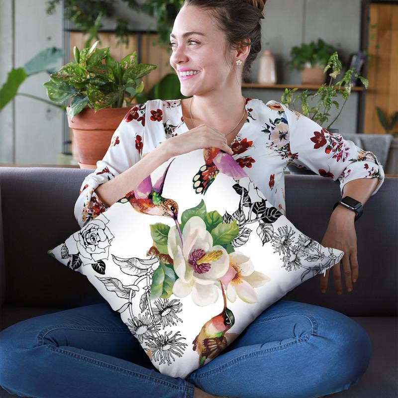 Colibris Throw Pillow By Image Conscious - by all about vibe