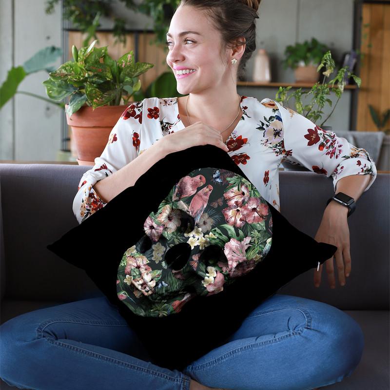 Tropic Skull Throw Pillow By Image Conscious - by all about vibe