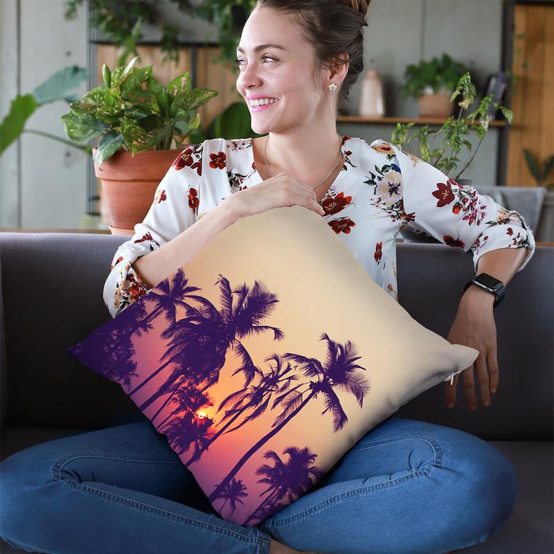 Palm Sky 1 Throw Pillow By Image Conscious - by all about vibe