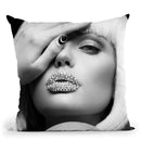 Diamond Lips Bw Throw Pillow By Image Conscious - by all about vibe