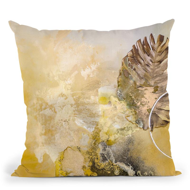 Golden Leaf Throw Pillow By Image Conscious - by all about vibe