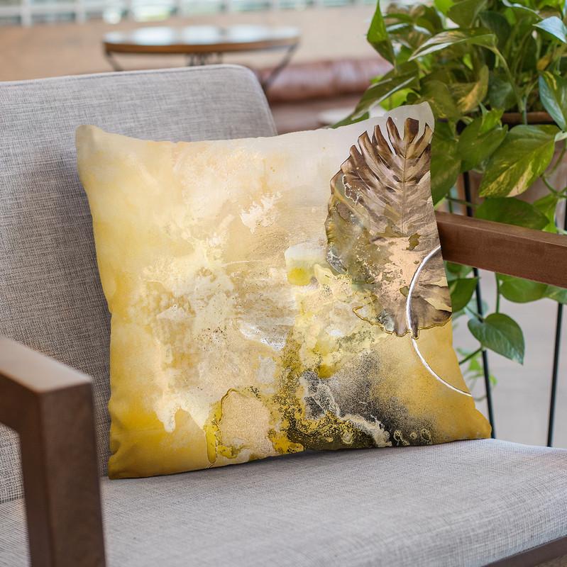 Golden Leaf Throw Pillow By Image Conscious - by all about vibe
