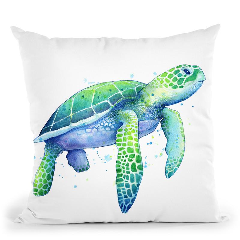 Green Sea Turtle Throw Pillow By Image Conscious - by all about vibe