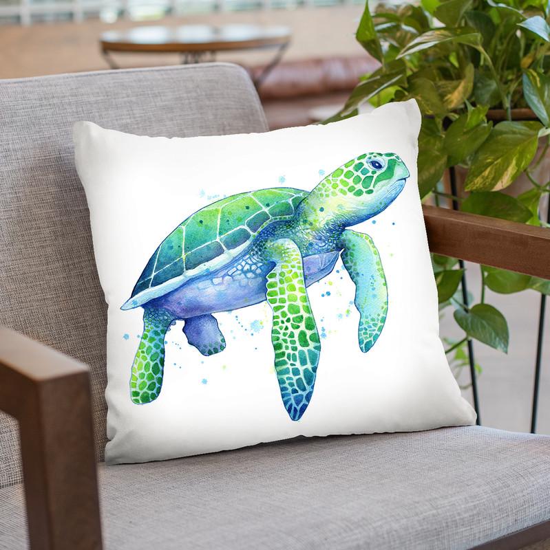 Green Sea Turtle Throw Pillow By Image Conscious - by all about vibe