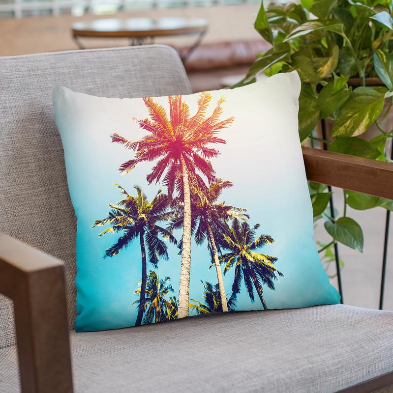 Palms In The Sun Throw Pillow By Image Conscious - by all about vibe