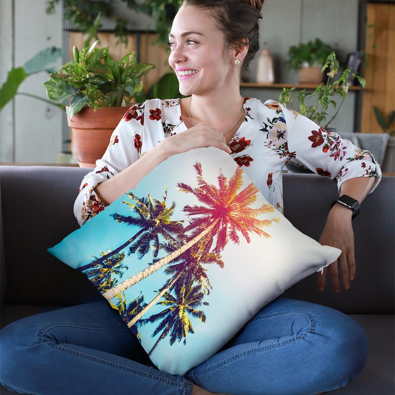 Palms In The Sun Throw Pillow By Image Conscious - by all about vibe