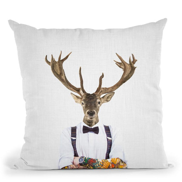 Deer Man Throw Pillow By Image Conscious - by all about vibe