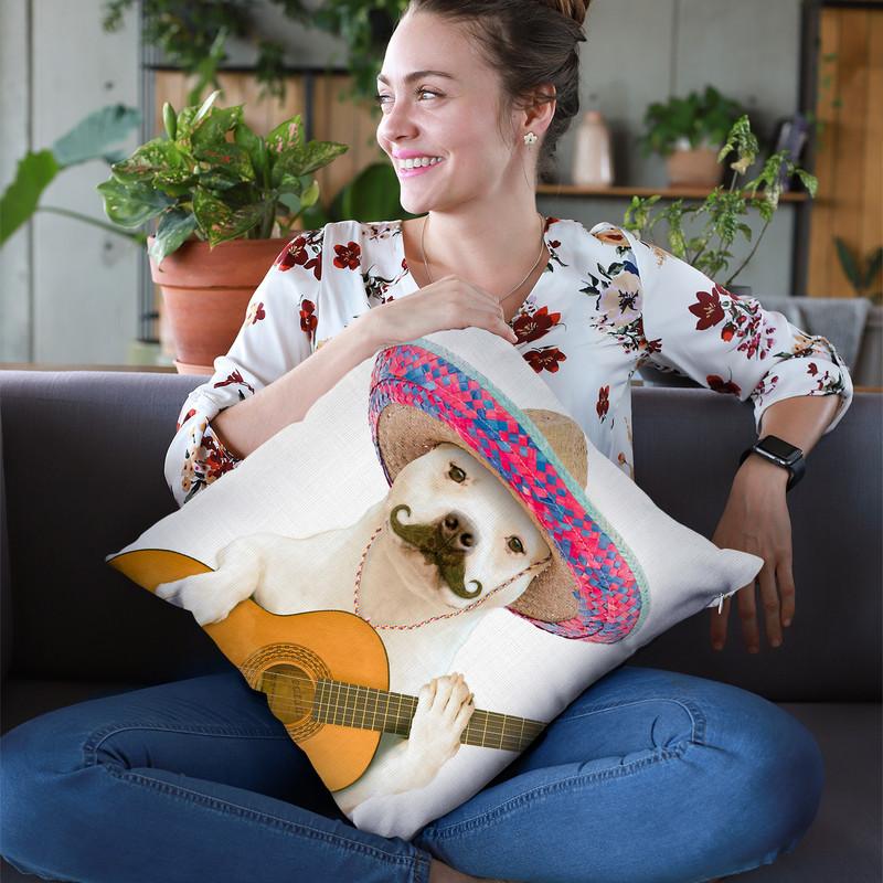Dog Guitarist Throw Pillow By Image Conscious - by all about vibe