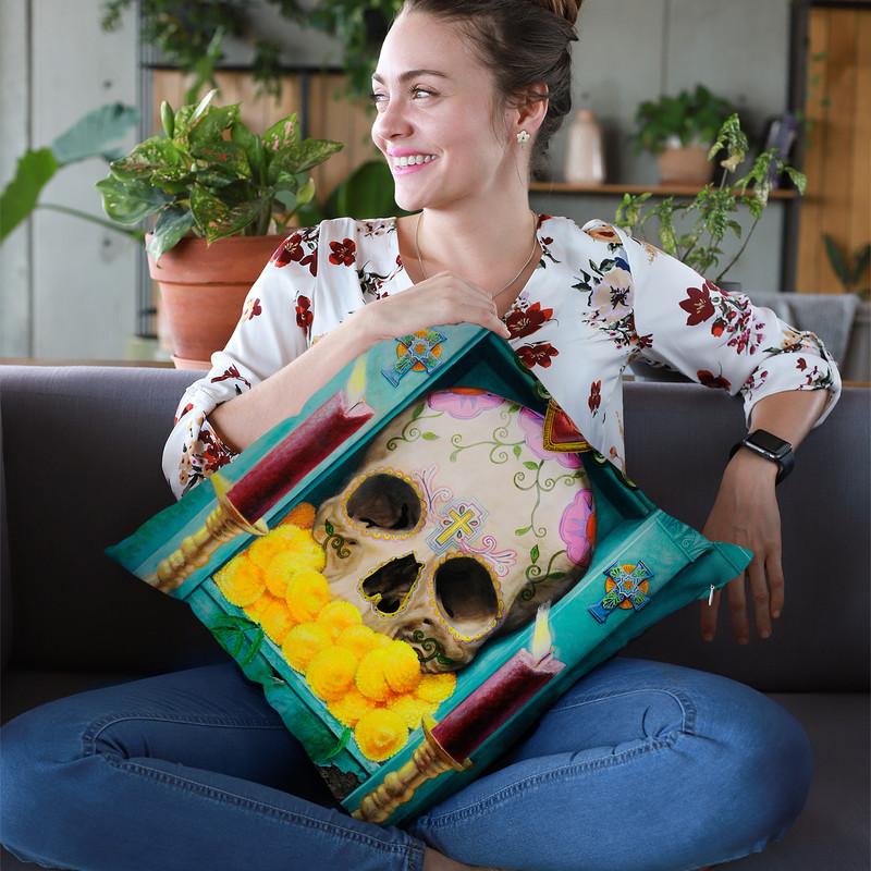 Calavera Throw Pillow By Image Conscious - by all about vibe