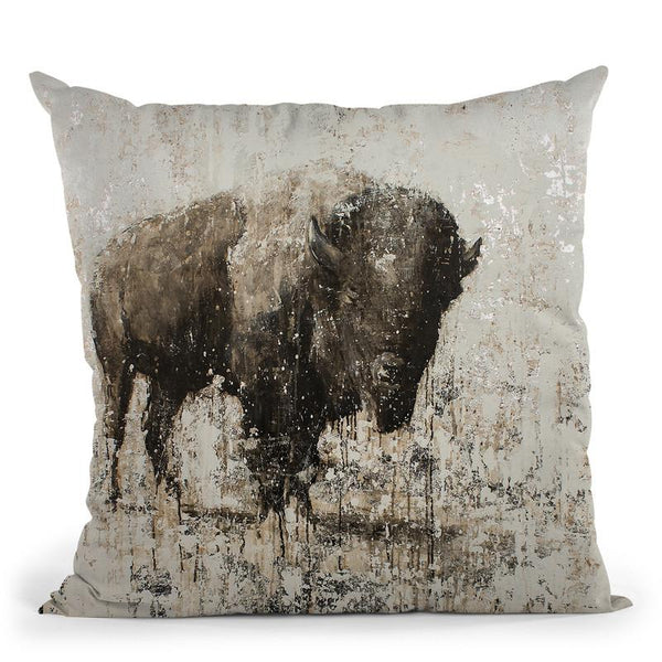 Lone Buffalo Throw Pillow By Image Conscious