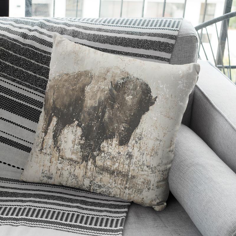 Lone Buffalo Throw Pillow By Image Conscious
