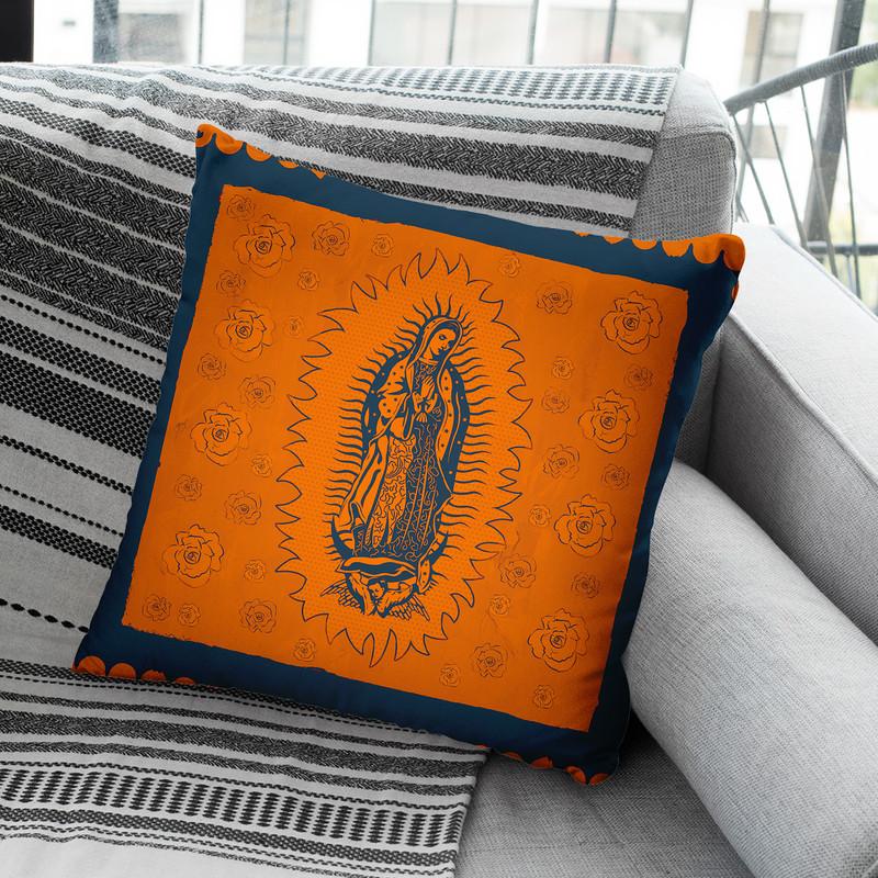 Orange And Blue Mary Throw Pillow By Image Conscious