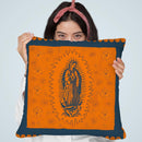 Orange And Blue Mary Throw Pillow By Image Conscious