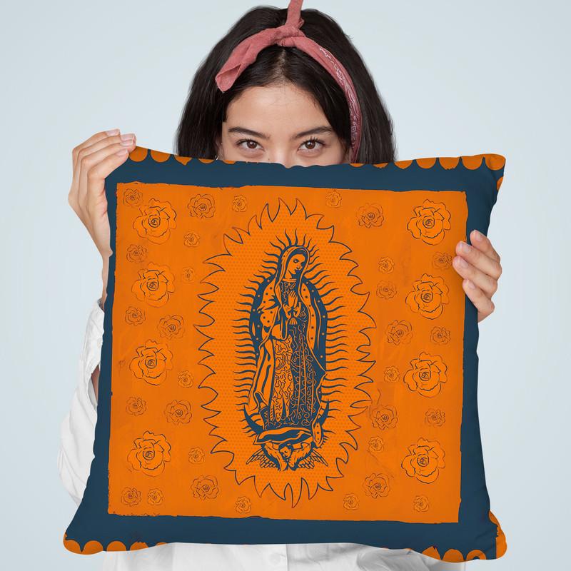 Orange And Blue Mary Throw Pillow By Image Conscious