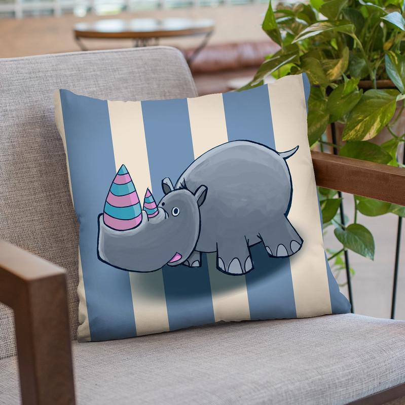 Rhino Throw Pillow By Image Conscious - by all about vibe