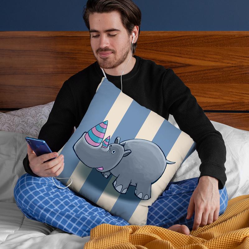 Rhino Throw Pillow By Image Conscious - by all about vibe