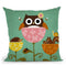 Owl, Squirrel And Hedgehog In Flowers Throw Pillow By Image Conscious - by all about vibe