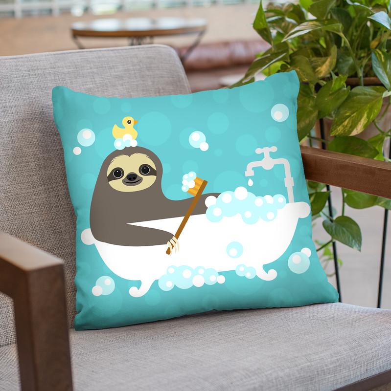 Scrubbing Bubbles Sloth Throw Pillow By Image Conscious - by all about vibe