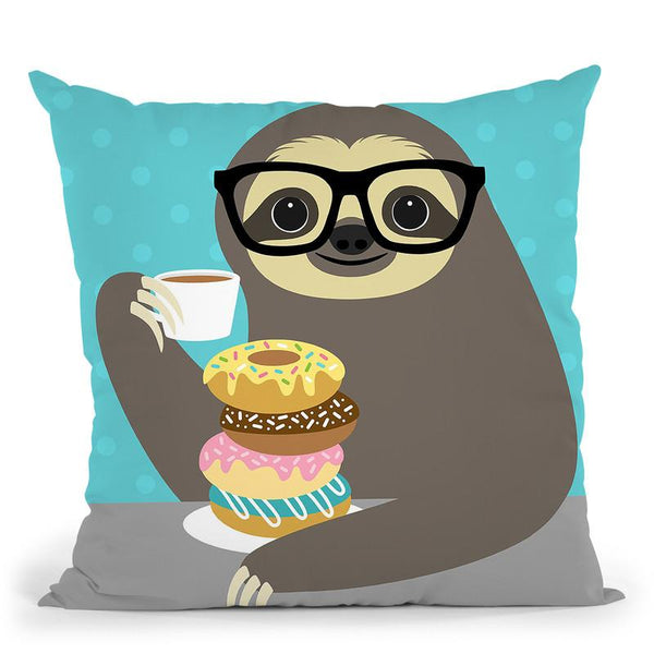 Snacking Sloth Throw Pillow By Image Conscious - by all about vibe