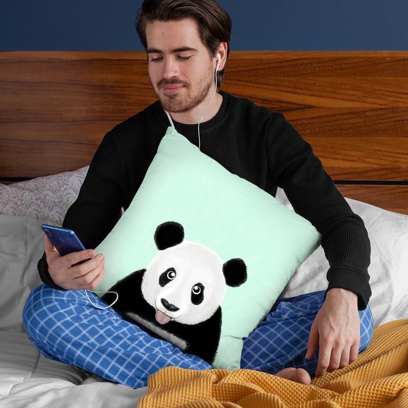 Cute Panda Throw Pillow By Image Conscious - by all about vibe