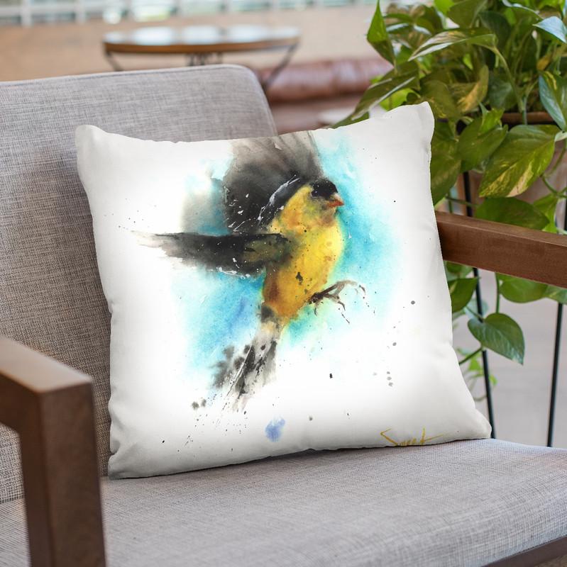 Goldfinch Throw Pillow By Image Conscious - by all about vibe