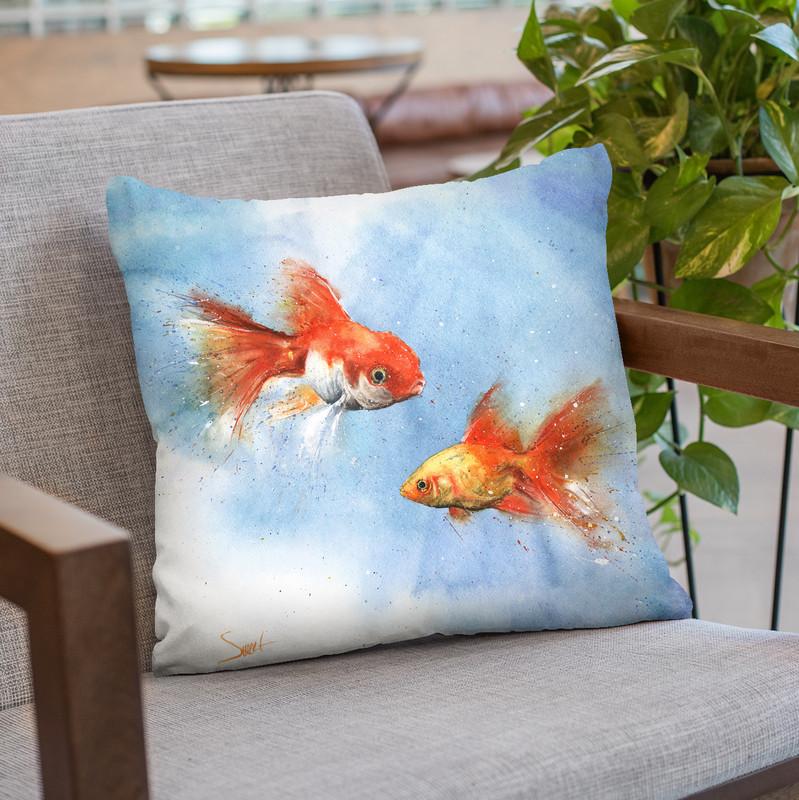 Goldfish Throw Pillow By Image Conscious - by all about vibe