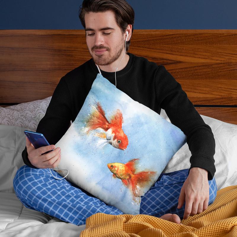 Goldfish Throw Pillow By Image Conscious - by all about vibe