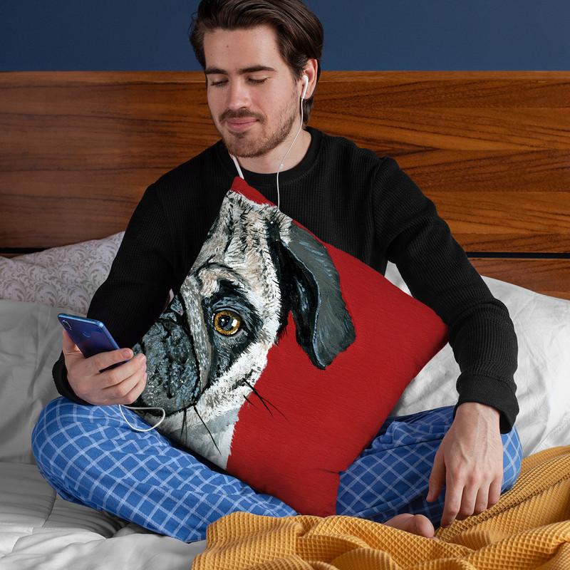 Pug A Boo Throw Pillow By Image Conscious - by all about vibe