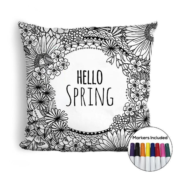 Hello Spring coloring pillow Made In USA