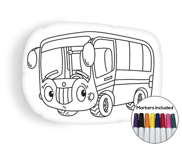 Little Bus coloring pillow Made In USA