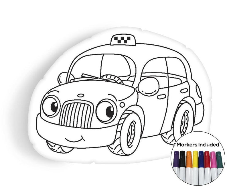 Little Taxi coloring pillow Made In USA