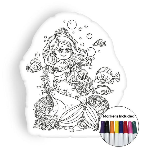 Mermaid brushing her hair coloring pillow Made In USA