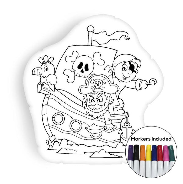 Pirate boat coloring pillow Made In USA