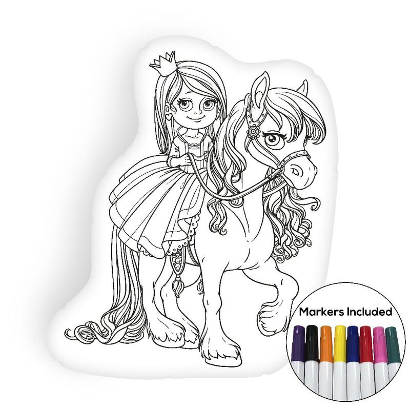 Princess riding on horse coloring pillows Made In USA