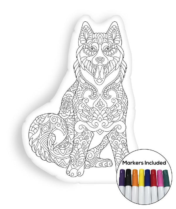 Siberian husky coloring pillow Made In USA