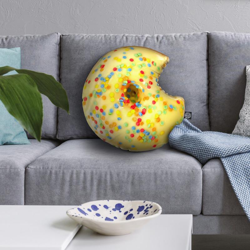Donut Bitten V Throw Pillow By All About Vibe