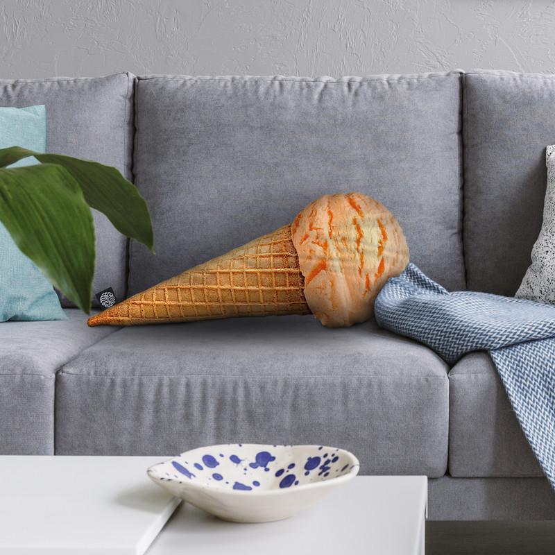 Ice Cream Cone Orange Throw Pillow By All About Vibe