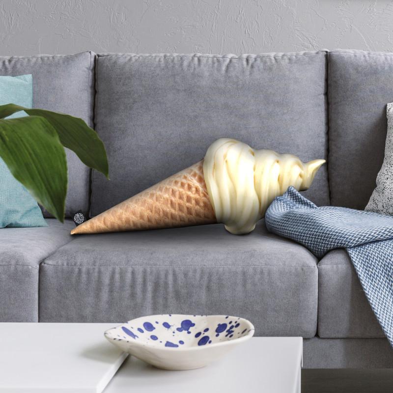 Ice Cream Cone White Throw Pillow By All About Vibe