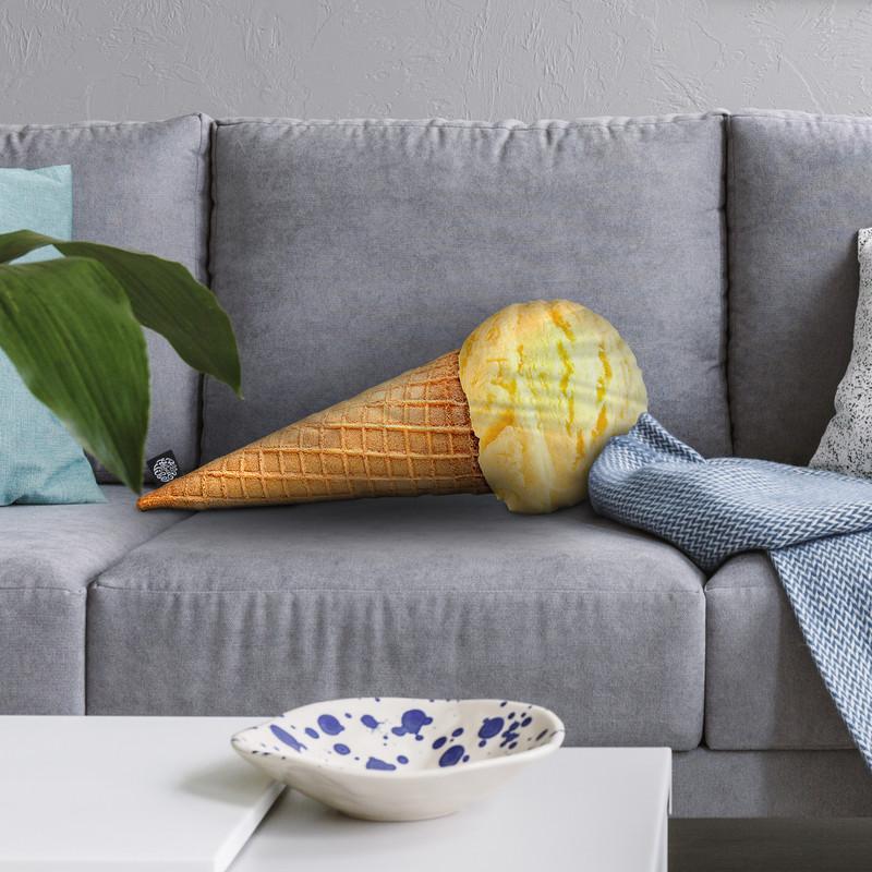 Ice Cream Cone Yellow Throw Pillow By All About Vibe