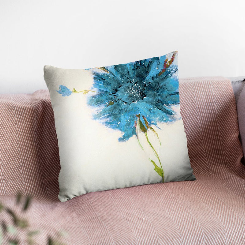 Turquoise Daisy On White Throw Pillow By Jan Griggs