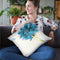 Turquoise Daisy On White Throw Pillow By Jan Griggs