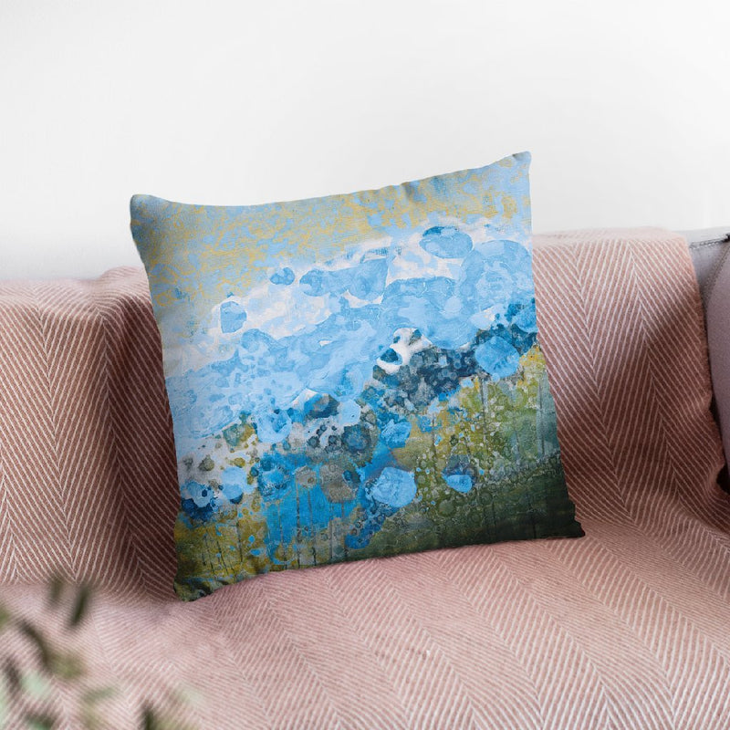 Blue Puffs Throw Pillow By Jan Griggs