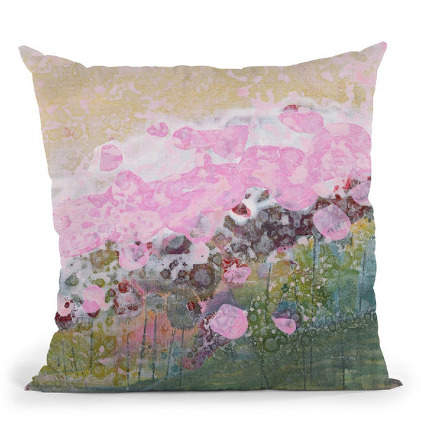 Pink Puffs Throw Pillow By Jan Griggs