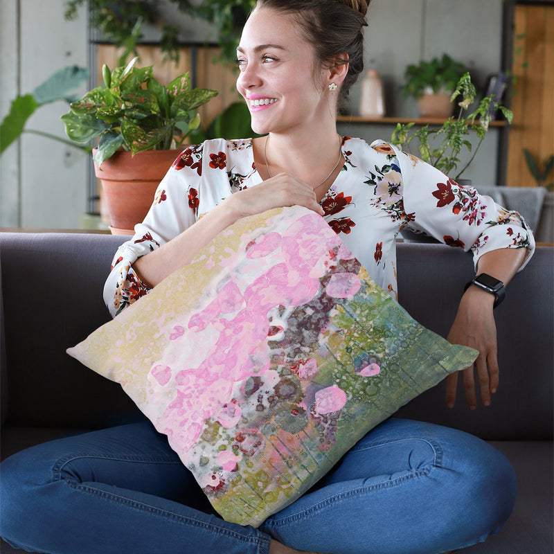 Pink Puffs Throw Pillow By Jan Griggs