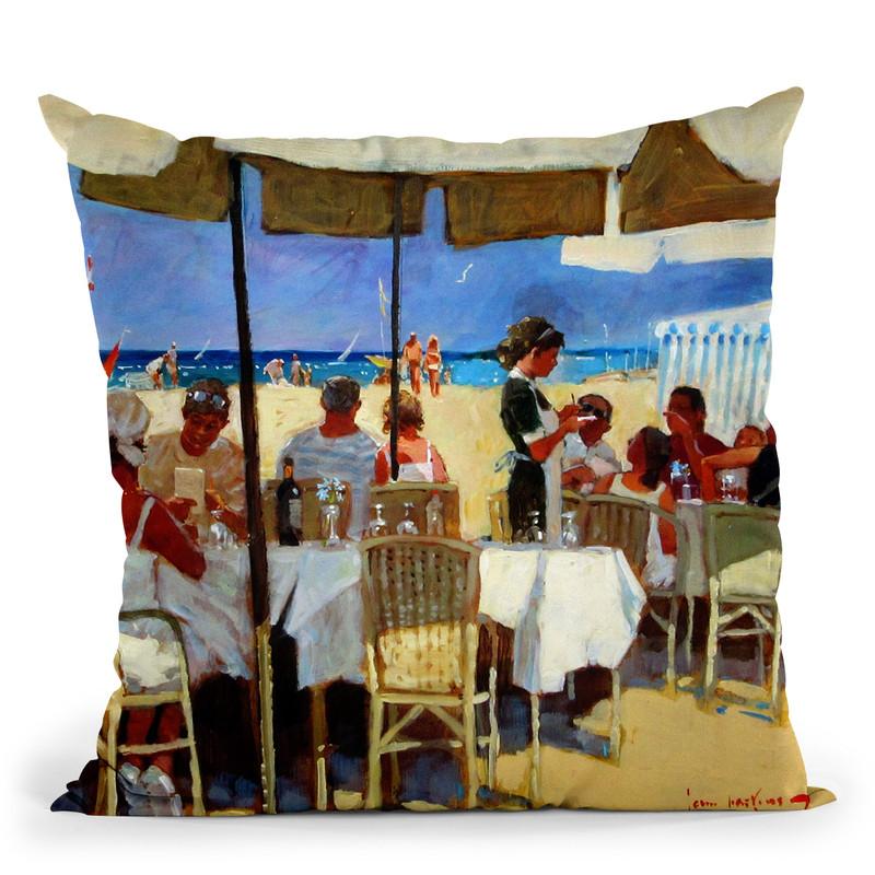 Lunch On The Beach Throw Pillow By John Haskins - by all about vibe