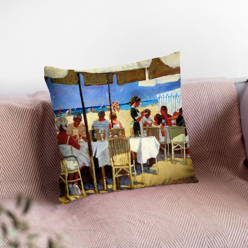 Lunch On The Beach Throw Pillow By John Haskins - by all about vibe