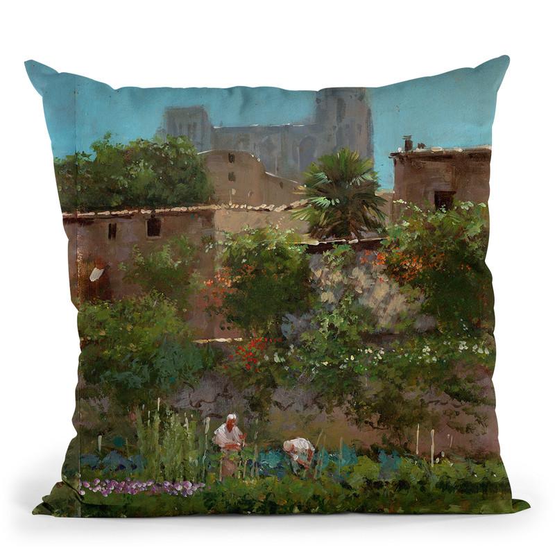 Monastery Gardens Throw Pillow By John Haskins - by all about vibe