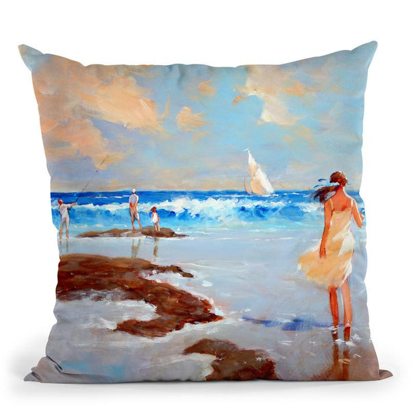 Ocean Ebb Throw Pillow By John Haskins - by all about vibe