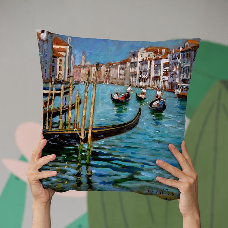 On The Gran Canal Throw Pillow By John Haskins - by all about vibe